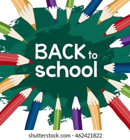 Back to School Calligraphic Designs with colored  pencils On Chalkboard. EPS 8