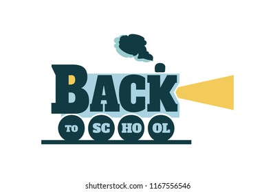 Back to School Calligraphic Designs Label. Text on Locomotive
