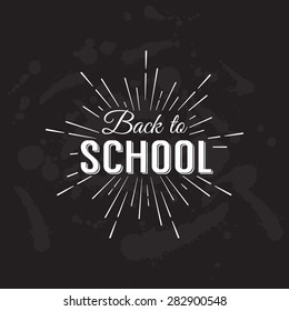 Back to School Calligraphic Designs Label On Chalkboard. Retro Style Elements. Vintage Vector Illustration