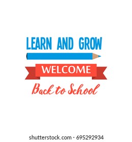 Back to school calligraphic designs label vector illustration. Back to school logo