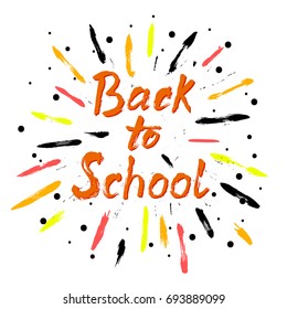 Back to school calligraphic inscription hand brush lettering vector illustration