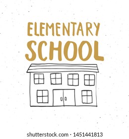 Back to School Calligraphic Lettering. Calligraphy Lettering with School Elements, sketch doodles. Hand Drawn Text Vector illustration .