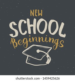 Back to School Calligraphic Lettering. Calligraphy Lettering with School Elements, sketch doodles. Hand Drawn Text Vector illustration .