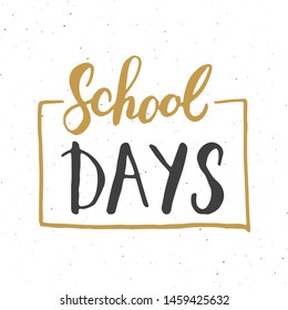 Back to School Calligraphic Lettering. Calligraphy Lettering with School Elements, sketch doodles. Hand Drawn Text Vector illustration .