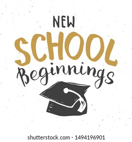 Back to School Calligraphic Lettering. Calligraphy Lettering with School Elements, sketch doodles. Hand Drawn Text Vector illustration .