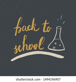 Back to School Calligraphic Lettering. Calligraphy Lettering with School Elements, sketch doodles. Hand Drawn Text Vector illustration .