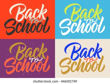 back to school, calligraphy, handwritten text, set of cards