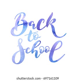Back to school - calligraphy on a white background. Lettering for printing on postcards, invitations, posters and banners. Illustration for holiday