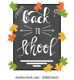 Back to School  calligraphy.  Postcard, card, invitation, banner template. Hand written text. Lettering. Calligraphic banner.
