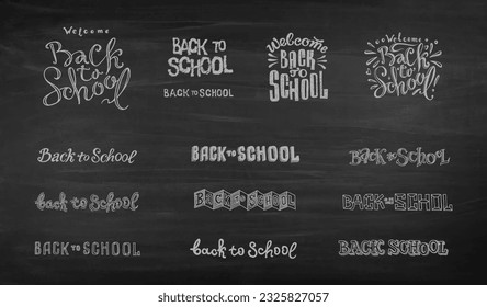 Back to school calligraphy writing on black chalkboard