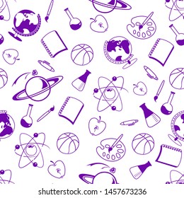 Back to school.
Can be used for posters, image on fabrics. School items. 
Chemistry, astronomy, sport, drawing, geography, notepad