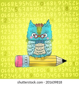 back to school card background with an owl. Vector eduction illustration