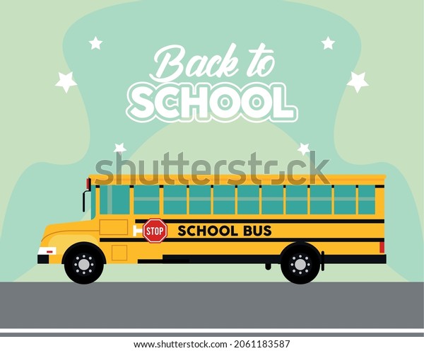 back to school card with
bus