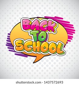 Back to school card with doodle bubble cartoons - vector editable illustration image