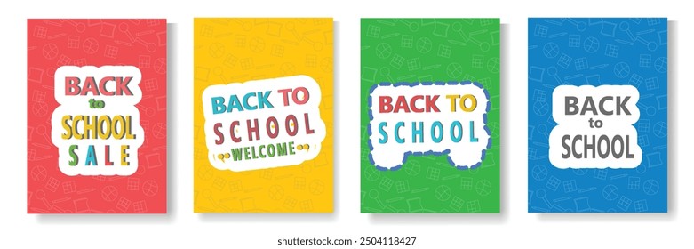 Back to school card flyer template color emblem