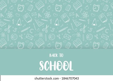Back to School. Card with funny doodles. Vector
