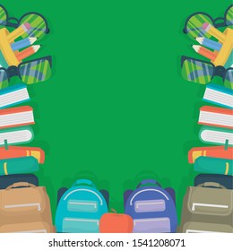 back to school card with set supplies frame vector illustration design