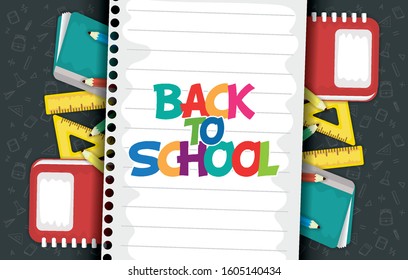 back to school card with set supplies vector illustration design