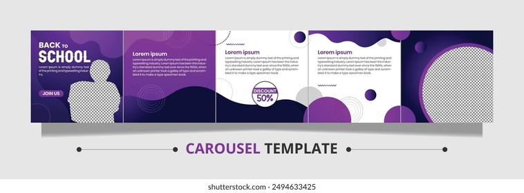 Back to school Carousel Template Social Media Post 