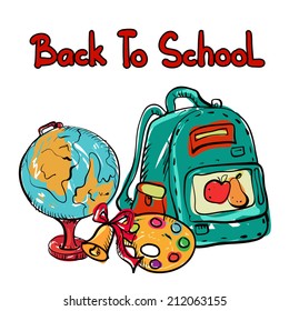 Back School Cartoon Art Drawing Set Stock Illustration 212935717 ...