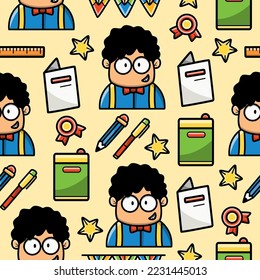 Back to school cartoon character illustration pattern design