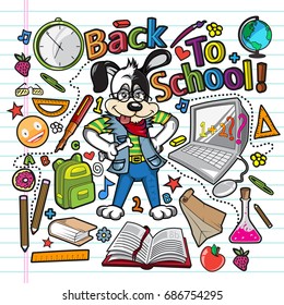 Back to School Cartoon Dog
