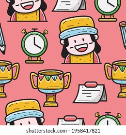 back to school cartoon doodle pattern hand drawn design