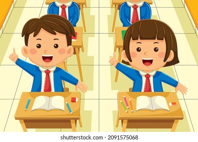Back To School Cartoon Vector in Flat Design Style.