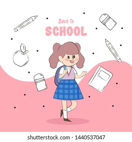 Back to School Cartoon Vector Illustration for Education Background and Poster Design