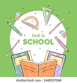 Back to School Cartoon Vector Illustration for Education Background and Poster Design