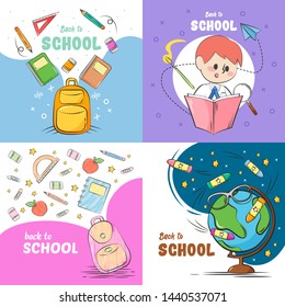 Back to School Cartoon Vector Illustration for Education Background and Poster Design