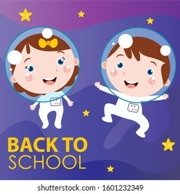 Back to School Cartoon Vector Template Design Illustration