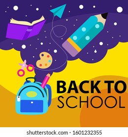Back to School Cartoon Vector Template Design Illustration