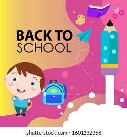 Back to School Cartoon Vector Template Design Illustration