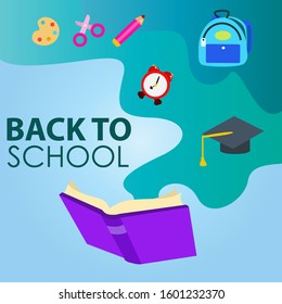 Back to School Cartoon Vector Template Design Illustration