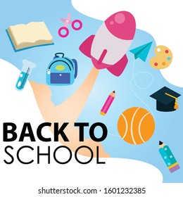 Back to School Cartoon Vector Template Design Illustration