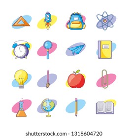 Back to school cartoons collection vector digital illustration image