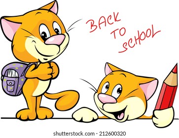 back to school - cat character with school supplies