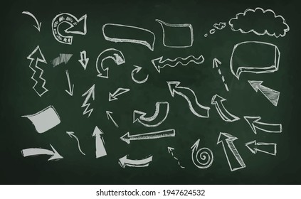Back to school . Chalk drawing on a school board. Arrows set. Vector illustration