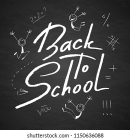Back to school chalk drawn card.Vector illustration