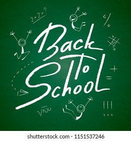 Back to school chalk drawn illustration.Vector card