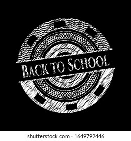 Back to School chalk emblem. Vector Illustration. Detailed.