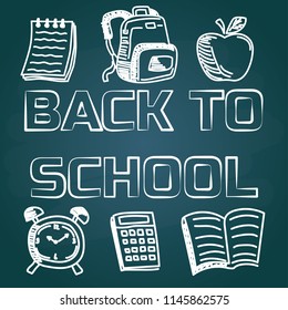 back to school with chalk font on blackboard