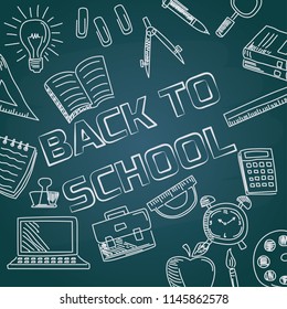 back to school with chalk font on blackboard