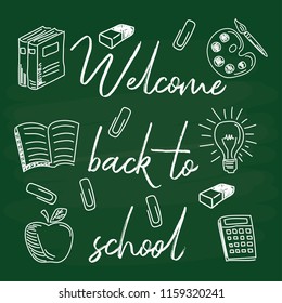 back to school with chalk font on blackboard