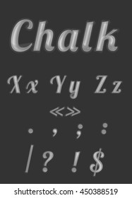 "Back to school" chalk font set, fourth part, letters and symbols. 