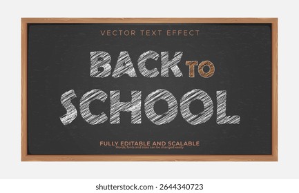 Back to school chalk on blackboard background, editable text effect