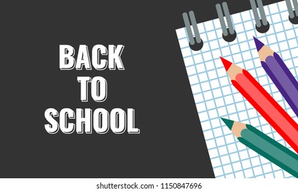 back to school - chalk text, flat style vector illustration