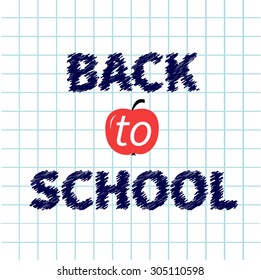 Back to school chalk text on paper sheet background Exercise book Flat design Vector illustration 