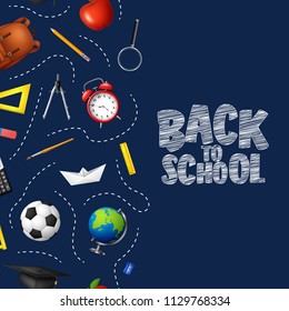 Back to school in chalkboard background